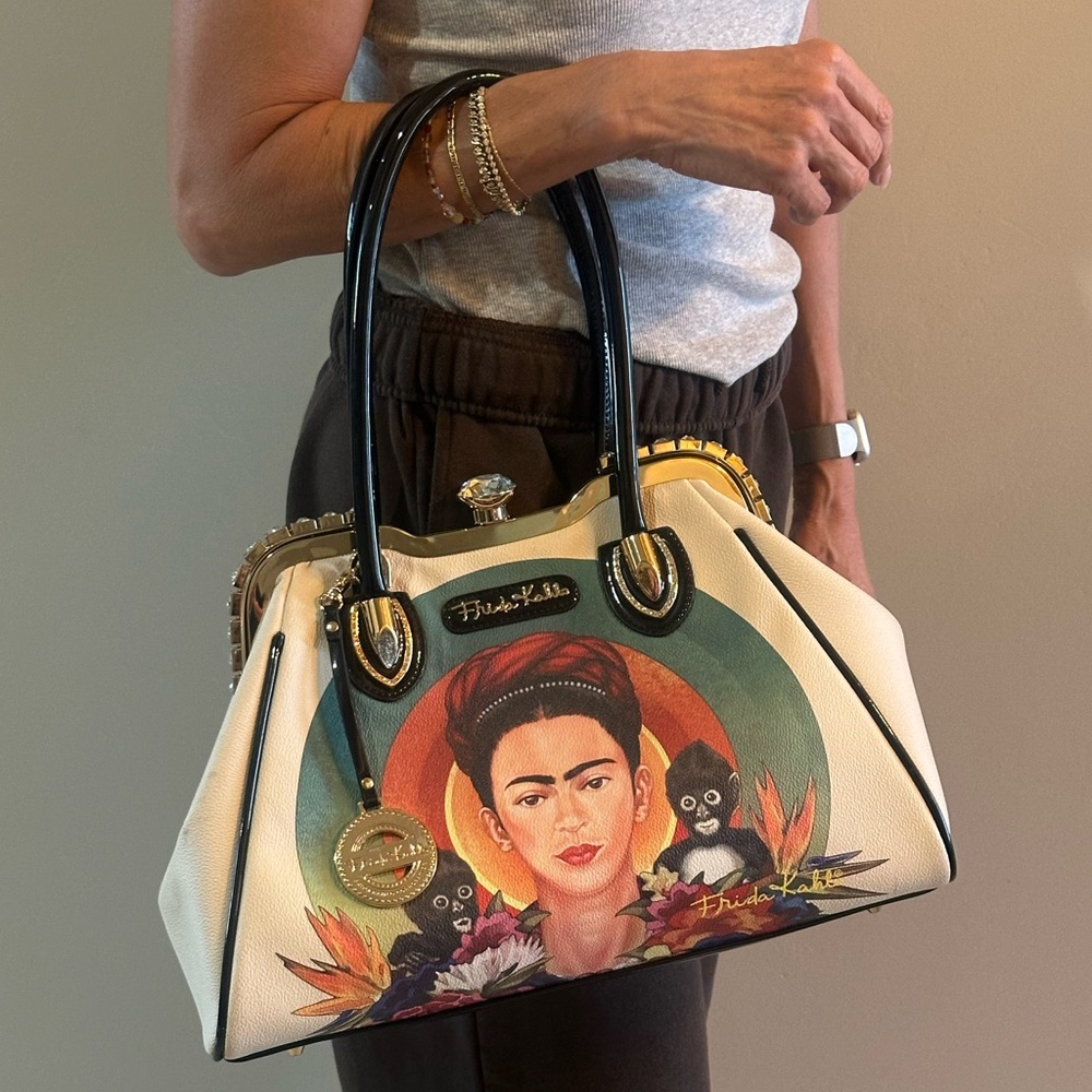 Cream and Black Frida Kahlo Women's Bag